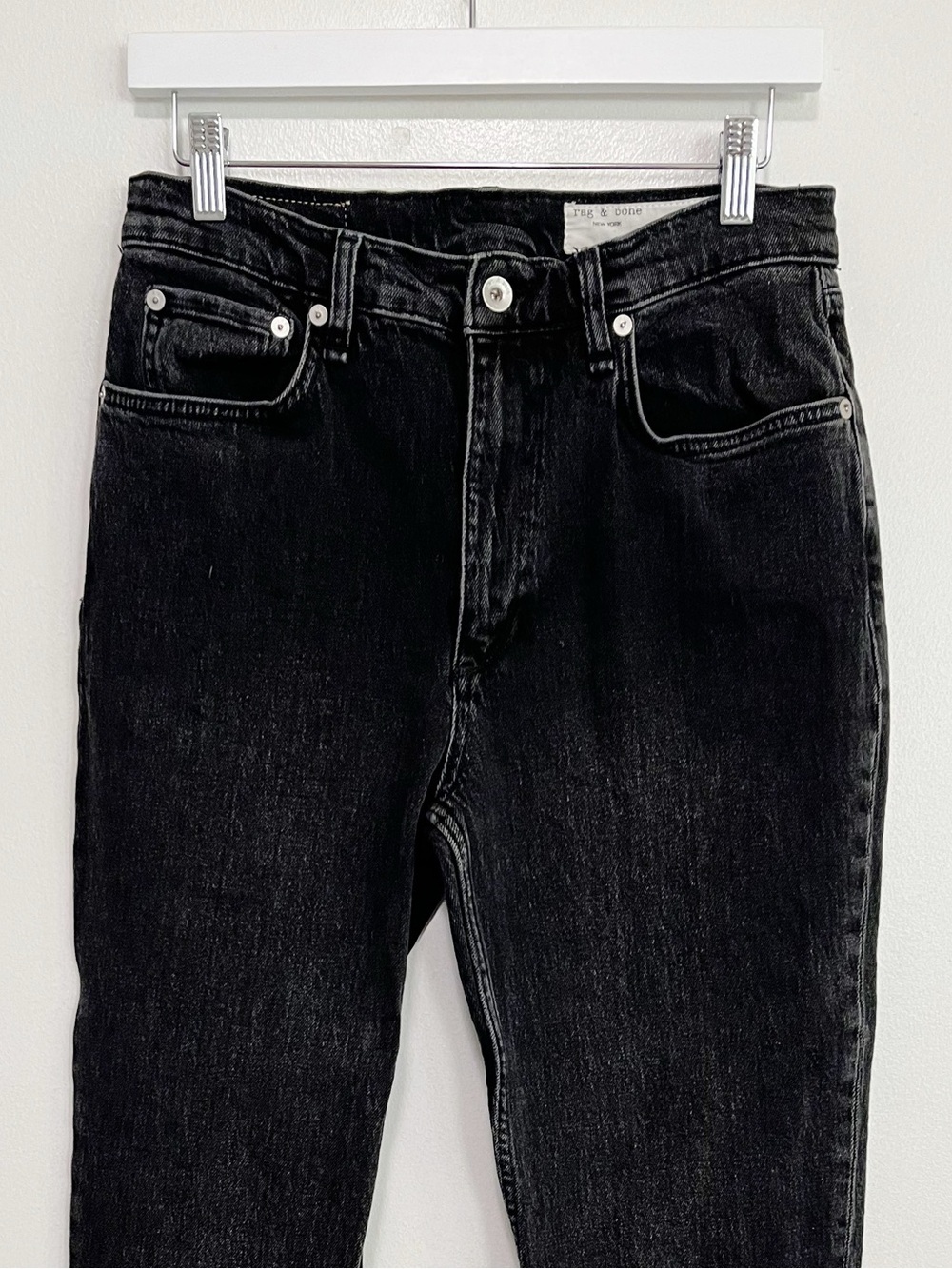 Rag & Bone Womens Wren High Rise Slim Straight Jean Highland Black Size 29 - Picture 4 of 10